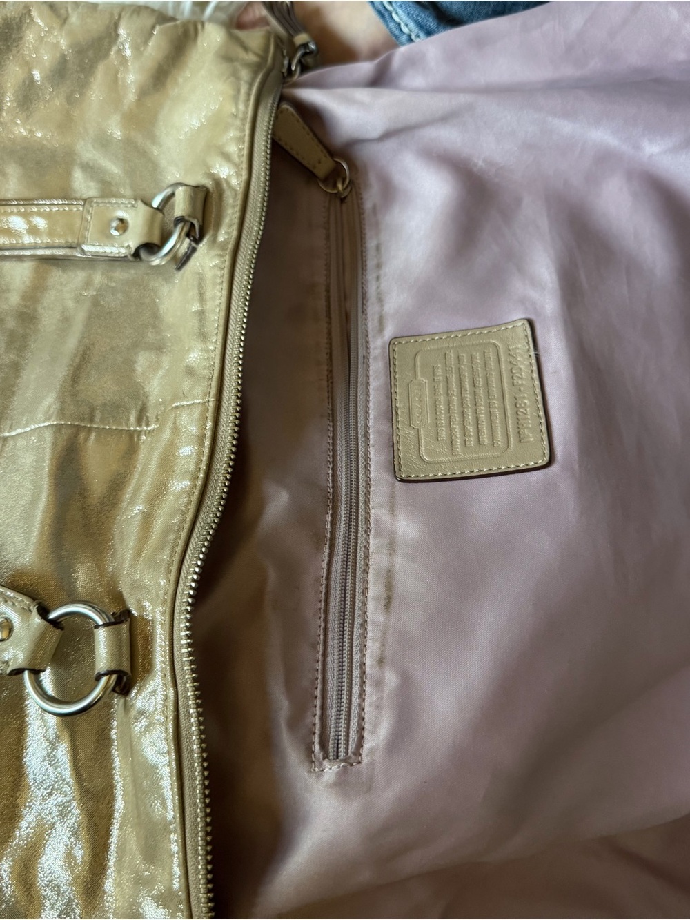 Coach Metallic Gold Tote Bag with Heart Charm - Picture 4 of 4